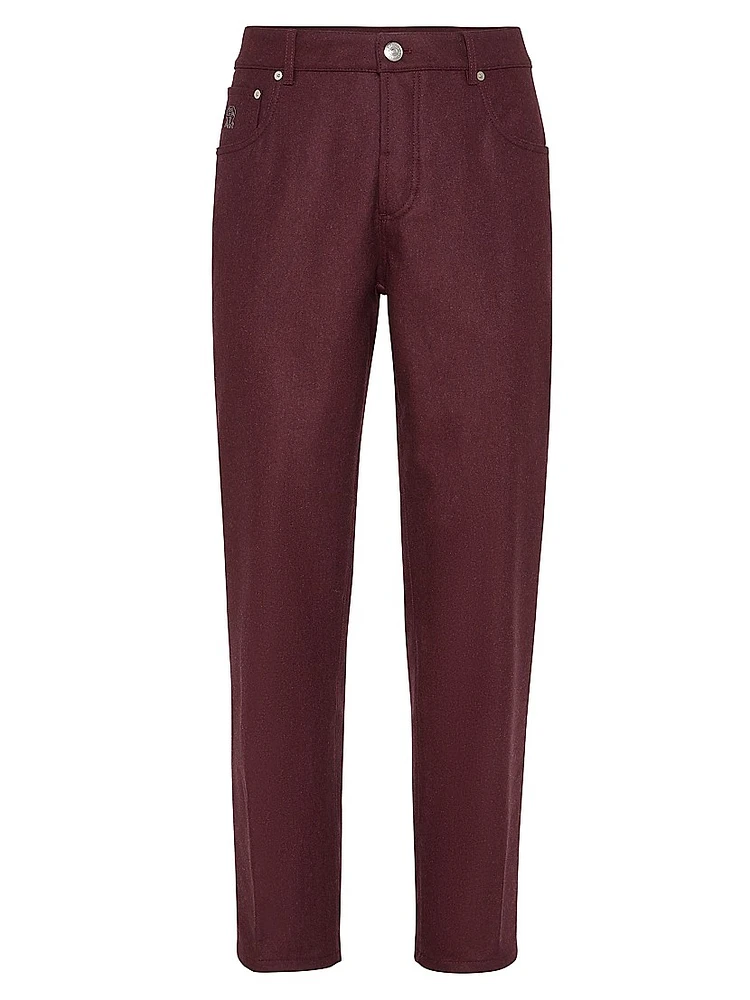 Virgin Wool Flannel Five Pocket Trousers