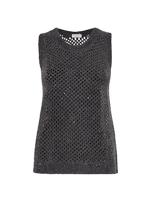 Mohair Cotton and Wool Dazzling Mesh Knit Top