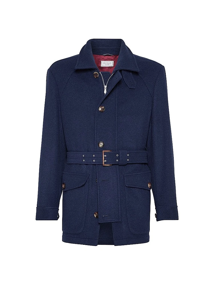 Lightweight Water Resistant Cashmere Belted Safari Jacket