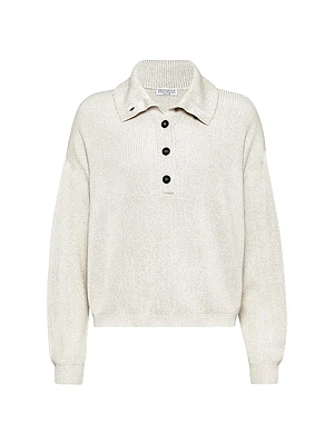 Sparkling Cotton Vanisé English Rib Knit Polo Shirt