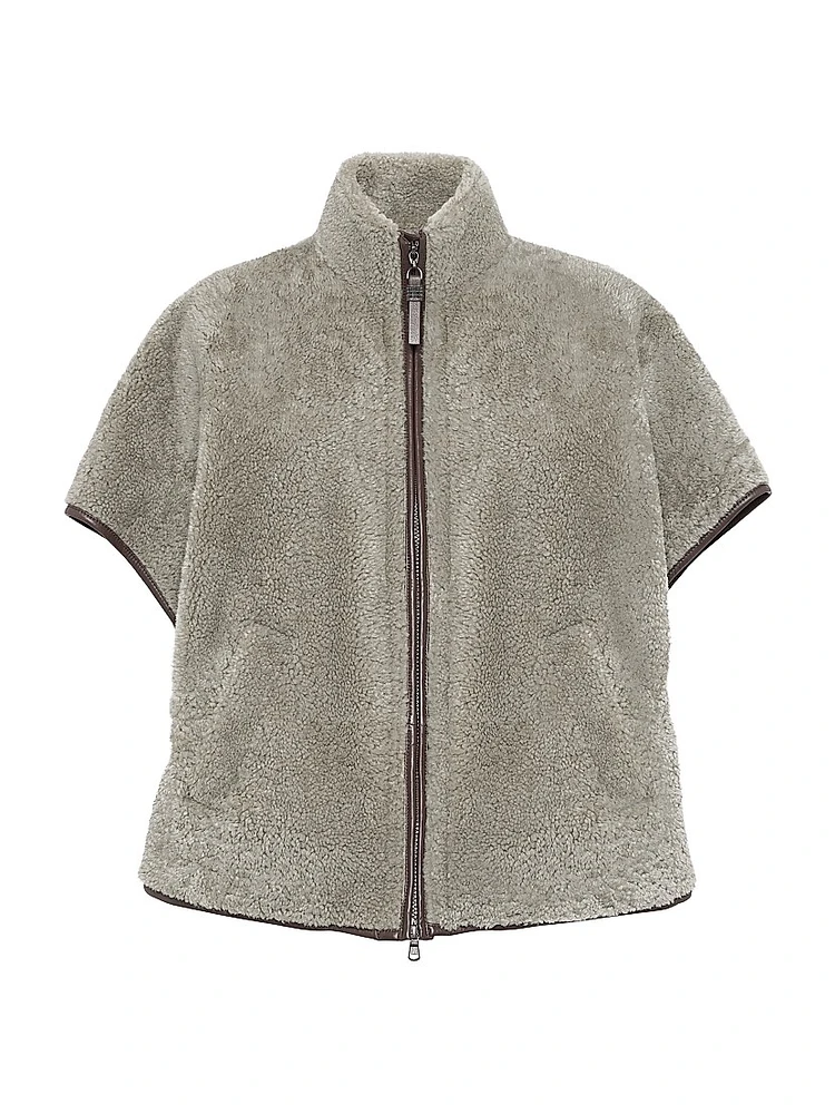 Curly Shearling Short Sleeve Outerwear Jacket