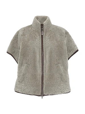 Curly Shearling Short Sleeve Outerwear Jacket