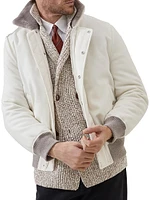 Lightweight Water Resistant Cashmere Aviator Jacket with Shearling Lining