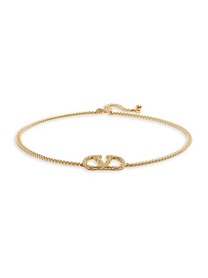 Vlogo Signature Chain Belt with Crystals