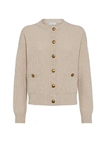 Virgin Wool Cashmere and Silk English Rib Cardigan