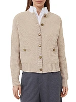 Virgin Wool Cashmere and Silk English Rib Cardigan