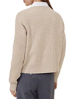 Virgin Wool Cashmere and Silk English Rib Cardigan