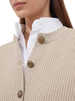 Virgin Wool Cashmere and Silk English Rib Cardigan