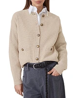Virgin Wool Cashmere and Silk English Rib Cardigan