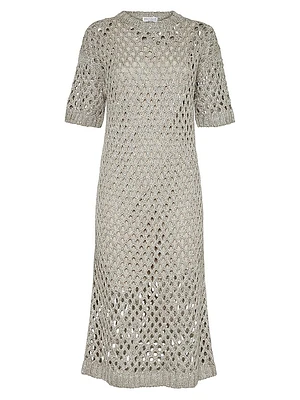 Silk and Linen Dazzling Net Knit Dress