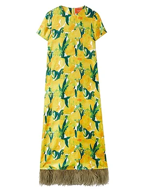 Swing Dress with Feathers