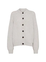 English Rib Cardigan Cashmere Feather Yarn