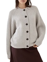 English Rib Cardigan Cashmere Feather Yarn