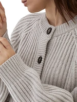 English Rib Cardigan Cashmere Feather Yarn