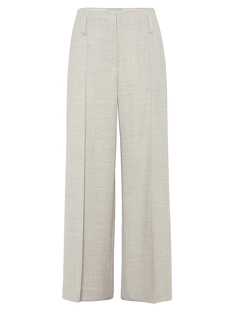 Virgin Wool Fluid Crêpe Twill Flared Sartorial Trousers