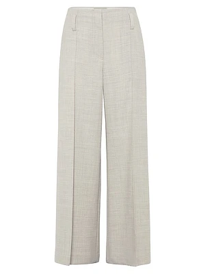 Virgin Wool Fluid Crêpe Twill Flared Sartorial Trousers