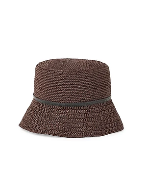 Techno Raffia Bucket Hat with Shiny Band