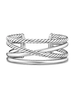 Bold Crossover Multi Row Cuff Bracelet in Sterling Silver, 24.4MM