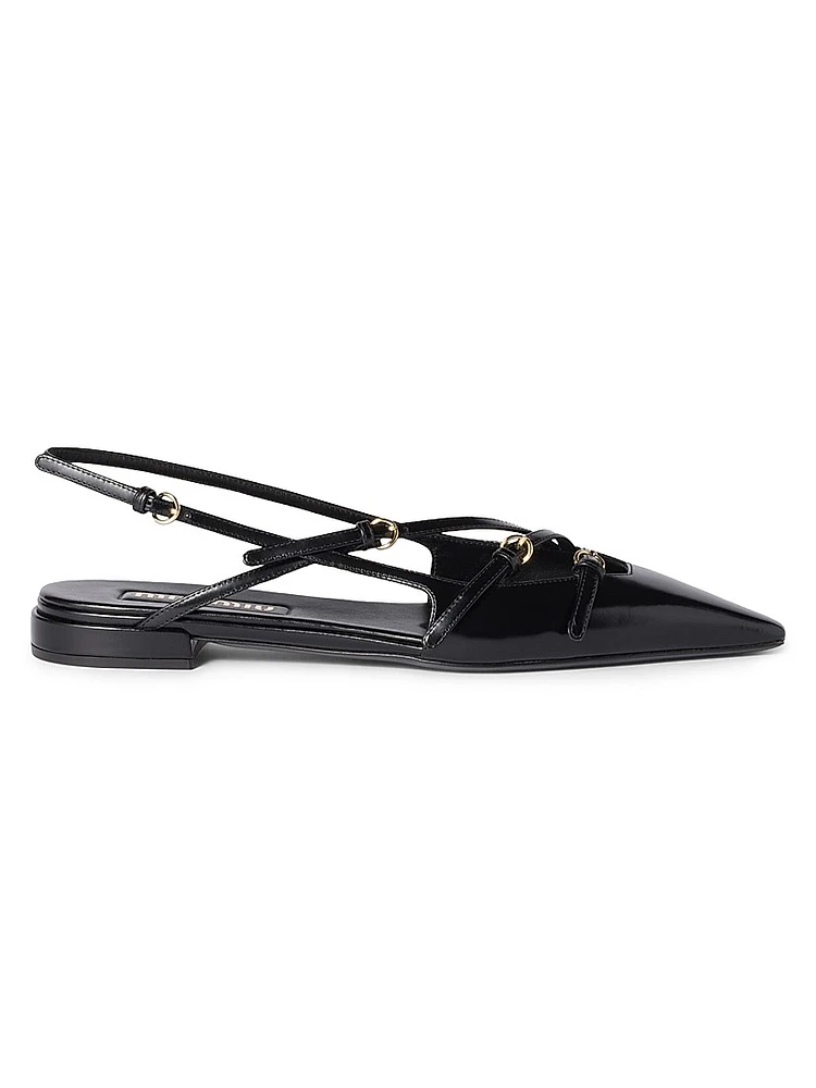 Leather Slingback Ballerinas with Buckles