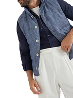 Denim Effect Linen Down Vest
