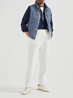 Denim Effect Linen Down Vest