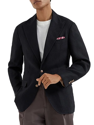 Linen, Wool and Silk Diagonal Deconstructed Blazer