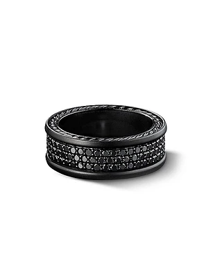 Streamline Three Row Band Ring in Black Titanium