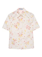 Short-Sleeved Floral Print Poplin Shirt