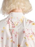 Short-Sleeved Floral Print Poplin Shirt