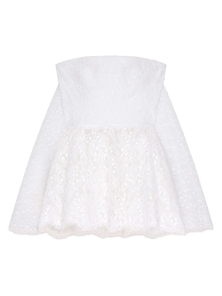 Mini Strapless Dress Lace with Cape