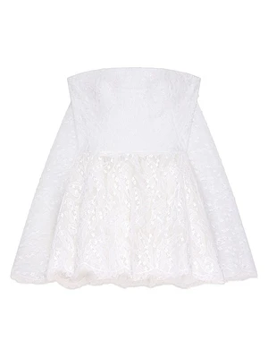Mini Strapless Dress Lace with Cape