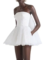 Mini Strapless Dress Lace with Cape