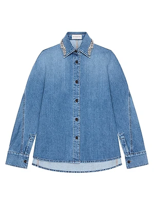 Shirt Washed Denim with Crystals