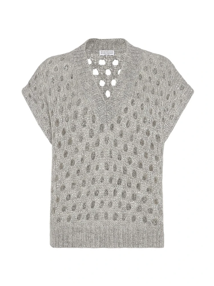 Wispy Mohair and Wool Dazzling Net Sweater Vest
