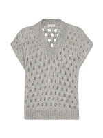 Wispy Mohair and Wool Dazzling Net Sweater Vest
