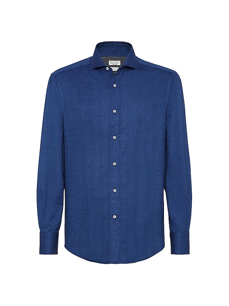 Stretch Cotton Chevron Flannel Slim Fit Shirt