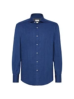 Stretch Cotton Chevron Flannel Slim Fit Shirt