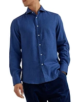 Stretch Cotton Chevron Flannel Slim Fit Shirt