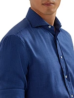 Stretch Cotton Chevron Flannel Slim Fit Shirt