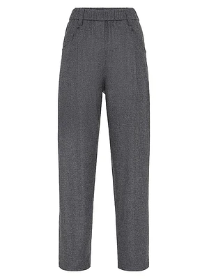 Virgin Wool and Cashmere Twill Flannel Baggy Trousers