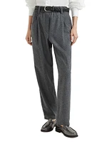 Virgin Wool and Cashmere Twill Flannel Baggy Trousers
