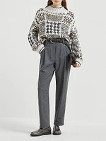 Virgin Wool and Cashmere Twill Flannel Baggy Trousers