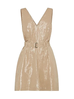 Lamé Cotton Gauze Mini Dress with Belt