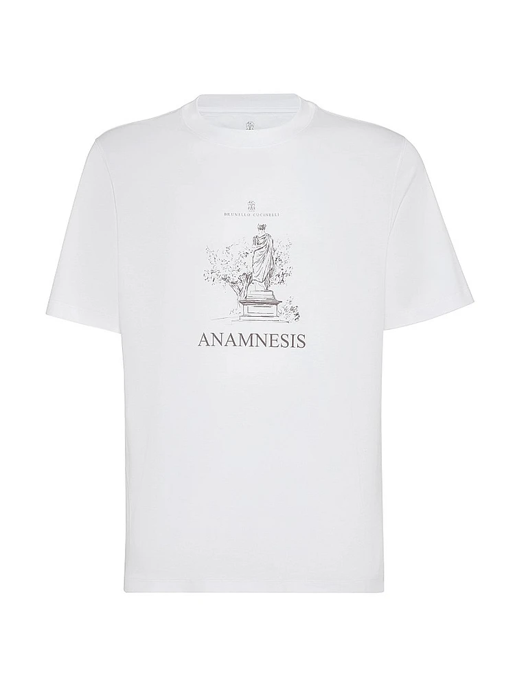 Cotton Jersey Crew Neck T-Shirt with Print