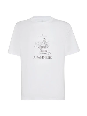 Cotton Jersey Crew Neck T-Shirt with Print