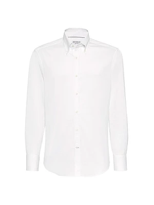 Twill Slim Fit Shirt with Button Down Collar