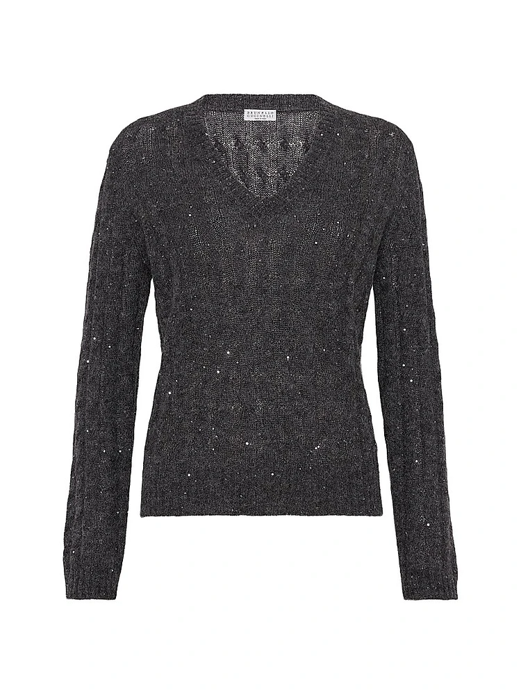 Mohair, Cotton and Wool Dazzling Cable Sweater