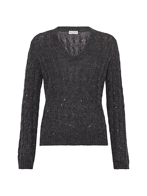 Mohair, Cotton and Wool Dazzling Cable Sweater