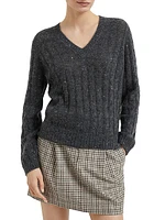 Mohair, Cotton and Wool Dazzling Cable Sweater