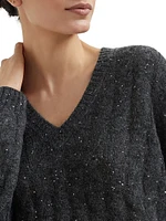 Mohair, Cotton and Wool Dazzling Cable Sweater